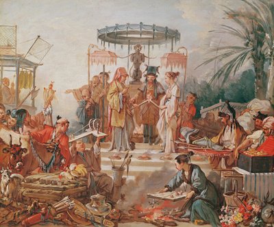 Um casamento chinês, estudo para um desenho de tapeçaria, c.1742 de François Boucher