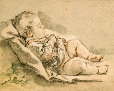 Um bebê dormindo de François Boucher