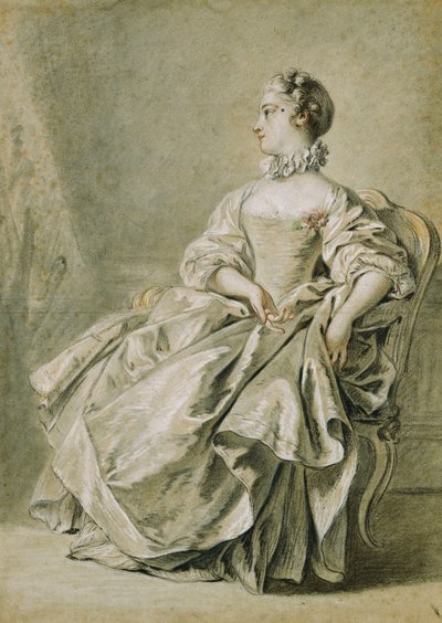 Uma jovem sentada de perfil à esquerda, de François Boucher