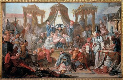 Audiência do Imperador da China Os súditos se prostram diante do imperador. Quadro de François Boucher de François Boucher