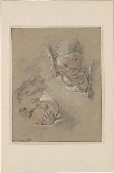 Boucher - Quatro cabeças de querubins, III, 104b de François Boucher