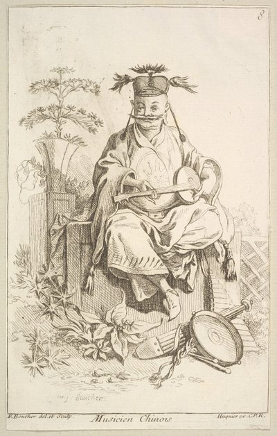 Músico chinês, 1738-45. de François Boucher