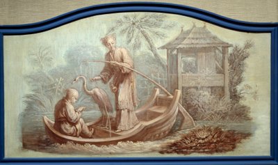 Chinoiserie: Cena da pesca na China. Front de porte draws de François Boucher (1703-1770) de François Boucher