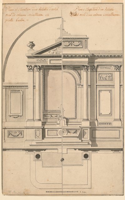 Desenho, Elevação do Biombo do Altar, ca. 1770 de François Boucher