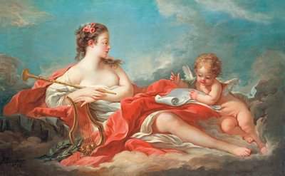 Erato, a musa da poesia do amor de François Boucher