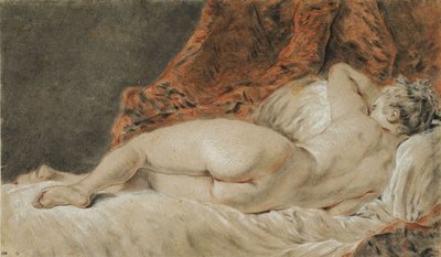Mulher reclinada vista por trás, conhecida como a Sleep, cerca de 1720. de François Boucher