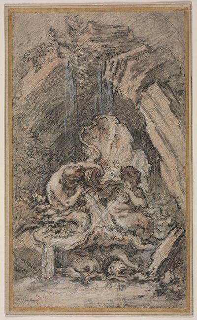 Fonte com dois tritões soprando conchas de François Boucher