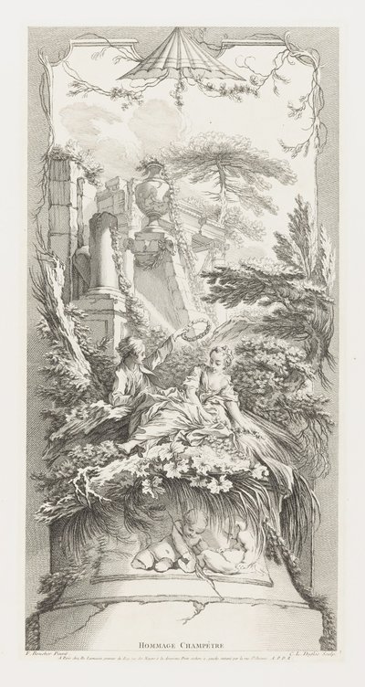 Hommage Champètre (Pastorale) in Nouveaux Morceaux pour des Paravents [Novos Conceitos para Ecrãs] de François Boucher