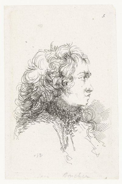 Cabeça de um jovem Conjunto de pequenas peças de gênero e manchetes de François Boucher