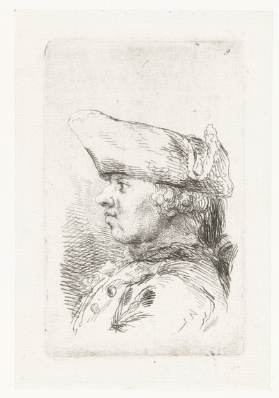Chefe do homem com tricorne
Conjunto de pequenas peças de género e cabeças (título da série) de François Boucher