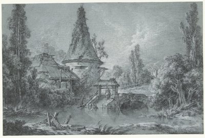 Paisagem com uma torre, perto de Beauvais de François Boucher