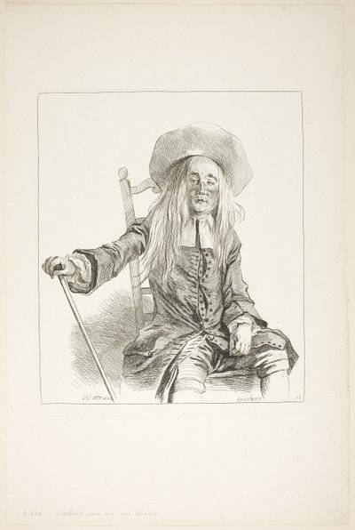 Homem sentado numa cadeira de François Boucher