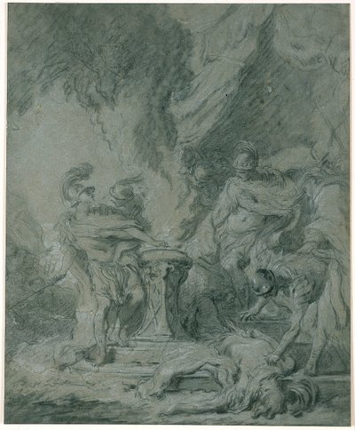 Scaevola colocando a mão no fogo de François Boucher