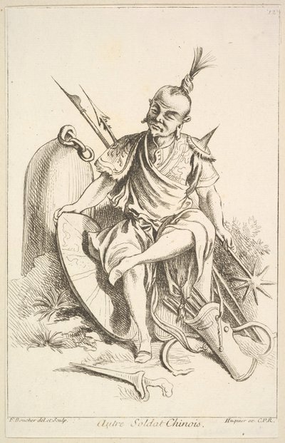 Outro soldado chinês, 1738-45. de François Boucher