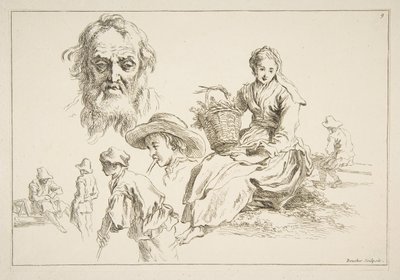 Folha de esboços, ca. 1735 de François Boucher
