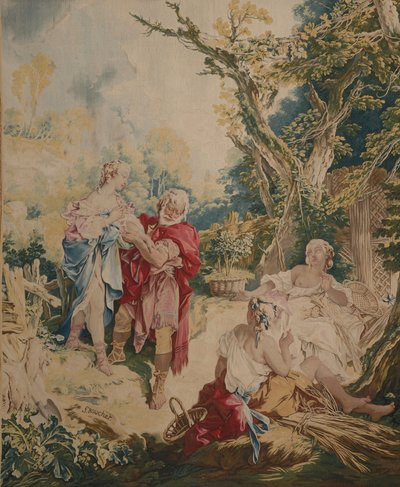 Tapeçaria mostrando Psique e o fabricante de cestos de François Boucher