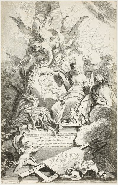 As Graças no Túmulo de Watteau de François Boucher