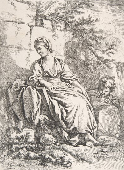 A jovem descansando, 1756. de François Boucher