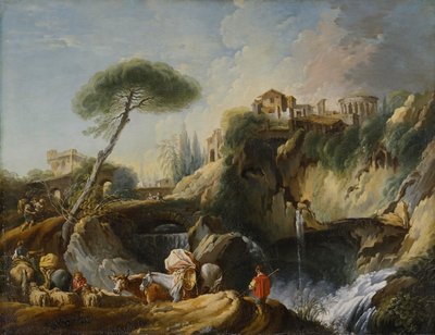 Vista do Tivoli com o Templo de Vesta, c.1749 de François Boucher