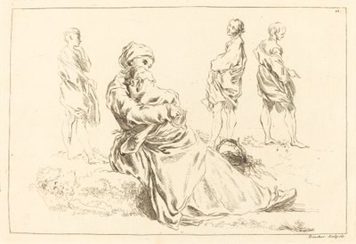 Estudos de figura incluindo mãe e criança sentadas de François Boucher after Abraham Bloemaert