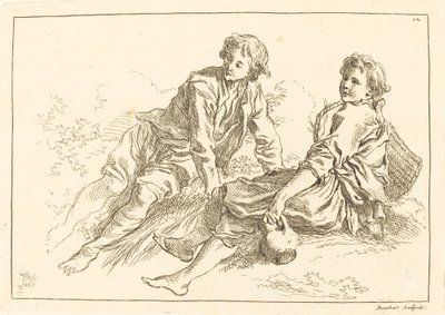Pastores Reclinados de François Boucher after Abraham Bloemaert