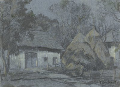 Palheiros em uma casa de fazenda ao luar de François Cachoud