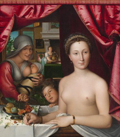 Uma senhora em seu banho, c. 1571. de François Clouet