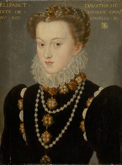 Retrato de Elizabeth da Áustria, esposa do rei Carlos IX da França, depois de 1571. de François Clouet