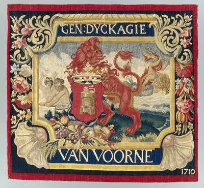 Folha de almofada com uma representação simbólica e o escudo de armas de Voorne de François Coppens (attributed to)