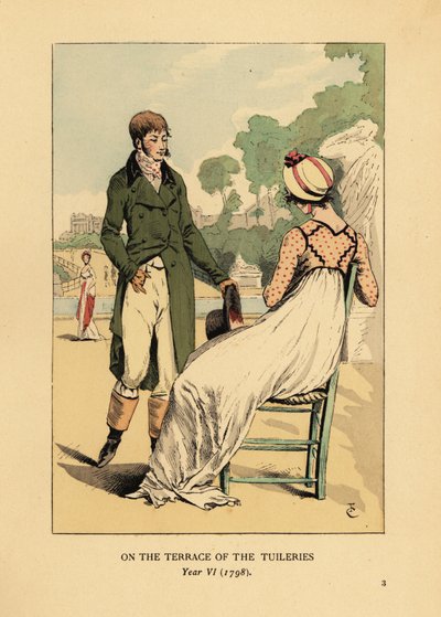 Casal da moda no terraço das Tuileries, Paris, Ano VI de François Courboin