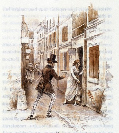 Ilustração do "Perfil de grisette" novo pertencente ao Receuil "Mimi de Pinson" de Alfred de Musset de François Courboin