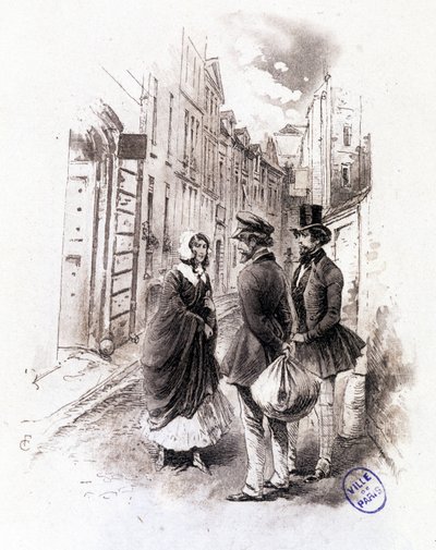 Ilustração do "Perfil de grisette" novo pertencente ao Receuil "Mimi de Pinson" de Alfred de Musset de François Courboin