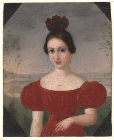 Retrato de Marie Louise Têtu, Madame François Fleischbein, c.1833-36 (óleo sobre papel montado) de François Fleischbein