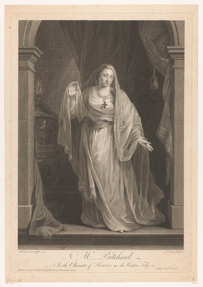 Portret van Hannah Pritchard interpreta Hermione em 