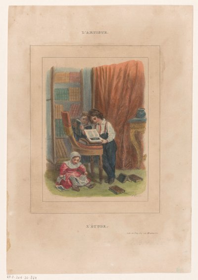 Três crianças olham livros L