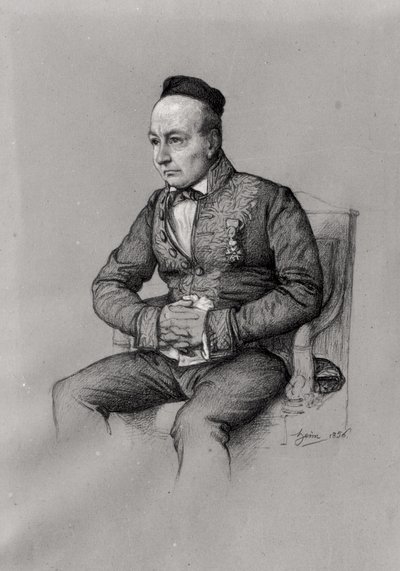 Retrato de Charles Augustin Sainte-Beuve (1804-69) 1856 (giz sobre papel) de François Joseph Heim