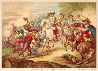 O Grande Conde na Batalha de Rocroi, 1643 (cromolito) de François Joseph Heim