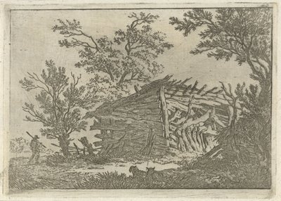 Paisagem com um celeiro dilapidado de François Joseph Pfeiffer (II)
