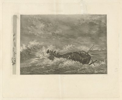 Mar tempestuoso com navio afundando de François Joseph Pfeiffer (II)