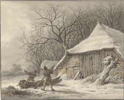Paisagem de Inverno com quinta perto do Voorbroek em Terborg de François Joseph Pfeiffer (II)
