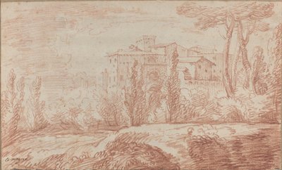 Uma cidade murada italiana vista através das árvores de François Le Moyne