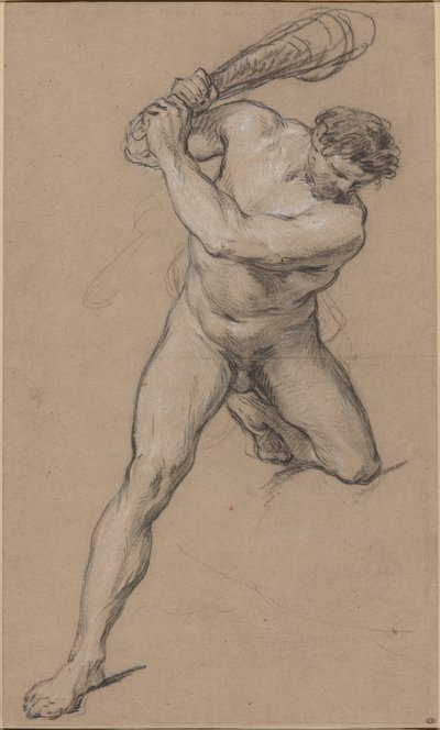 Hércules levantando seu clube: estudo para “Hercules and Cacus” de François Le Moyne