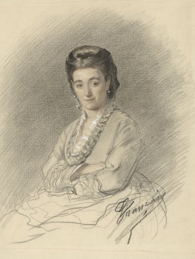 Senhora sentada, braços cruzados de François Louis Français (signed by artist)