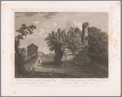 Vista dos túmulos de Horatii e Curiatii (Albano) Vistas de Roma (título da série) de François Morel