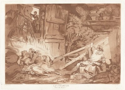 La Culbute (A Queda) de François Philippe Charpentier after Jean Honoré Fragonard, published by Pierre François Basan