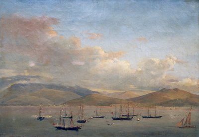 Frotas napolitana, francesa e espanhola na baía de Gaeta de François Vervloet