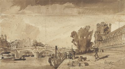 O Sena e a Pont Royal; à direita o Pavillon de Flore e uma ala do Louvre de François Victor Sabatier