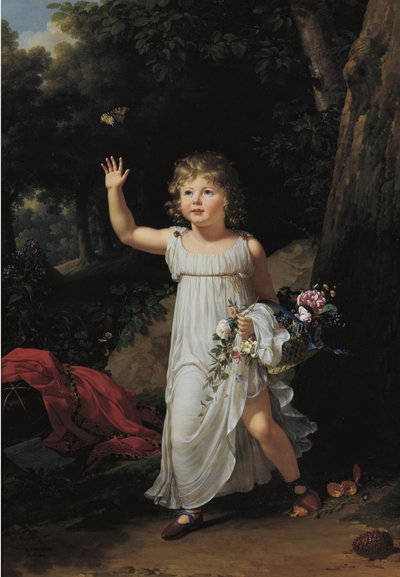 Francês:  Portrait du jeune Edgar Clarke Retrato de Edgar Clarke, de corpo inteiro, numa floresta de Francois Xavier Fabre