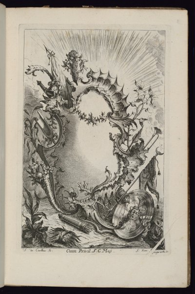 Cartucho com Troféu Armorial, Livro de Cartuchos para Diferentes Usos de François de Cuvilliés the Elder