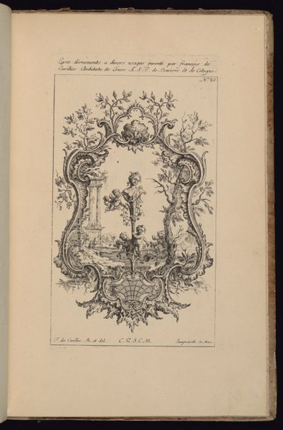 Cartouche com busto feminino, Livre d